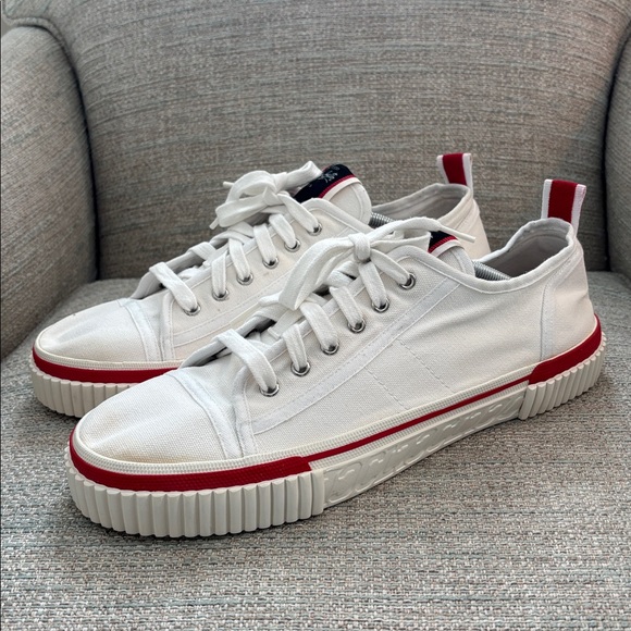 Christian Louboutin Pedro Sneaker Shoes White Canvas Men's size 45 or US 12
